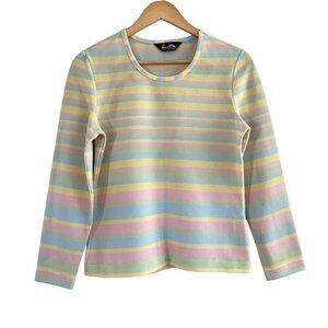 Vintage Jack Winter Sweater Texture Double Knit Muti Pastel Colors S/M